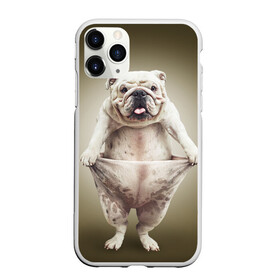 Чехол для iPhone 11 Pro матовый с принтом Бульдог английский в Тюмени, Силикон |  | animals | breed | dog | english bulldog | funny | joke | pants | surrealism | бульдог английский | животное | порода | прикол | собака | сюрреализм | шутка