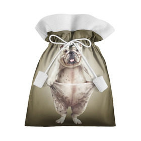 Подарочный 3D мешок с принтом Бульдог английский в Тюмени, 100% полиэстер | Размер: 29*39 см | animals | breed | dog | english bulldog | funny | joke | pants | surrealism | бульдог английский | животное | порода | прикол | собака | сюрреализм | шутка