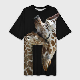Платье-футболка 3D с принтом Жирафы в Тюмени,  |  | africa | animals | baby | child | family | giraffes | head | mother | африка | головы | животные | жирафы | любовь | малыш | мама | ребенок | семья