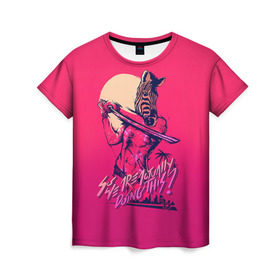 Женская футболка 3D с принтом Hotline Miami 14 в Тюмени, 100% полиэфир ( синтетическое хлопкоподобное полотно) | прямой крой, круглый вырез горловины, длина до линии бедер | game | hotline miami | hotlinemiami | игры | майями | хотлайн | хотланй майами
