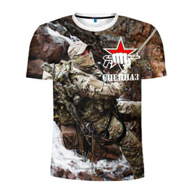 Мужская футболка 3D спортивная с принтом Спецназ России в Тюмени, 100% полиэстер с улучшенными характеристиками | приталенный силуэт, круглая горловина, широкие плечи, сужается к линии бедра | отряд | рф | специального назначения