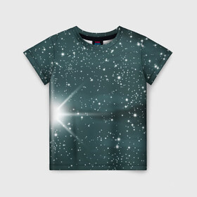 Детская футболка 3D с принтом Звездное небо 2 в Тюмени, 100% гипоаллергенный полиэфир | прямой крой, круглый вырез горловины, длина до линии бедер, чуть спущенное плечо, ткань немного тянется | звездное | звезды | космом | небо