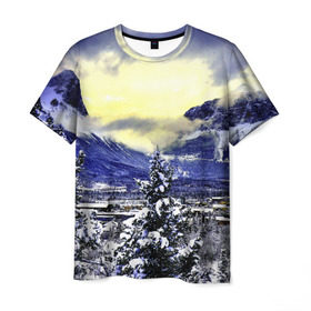 Мужская футболка 3D с принтом Сибирь в Тюмени, 100% полиэфир | прямой крой, круглый вырез горловины, длина до линии бедер | деревья | зима | зимний | природа | север