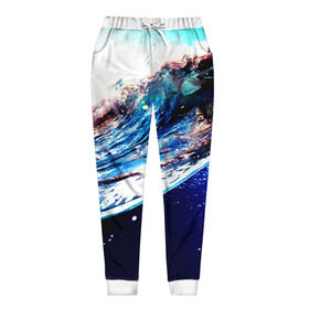 Женские брюки 3D с принтом Волны в Тюмени, полиэстер 100% | прямой крой, два кармана без застежек по бокам, с мягкой трикотажной резинкой на поясе и по низу штанин. В поясе для дополнительного комфорта — широкие завязки | blue | вода | волна | море | океан | природа