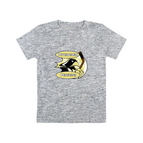 Детская футболка хлопок с принтом Pittsburgh Penguins team в Тюмени, 100% хлопок | круглый вырез горловины, полуприлегающий силуэт, длина до линии бедер | спорт | хоккей