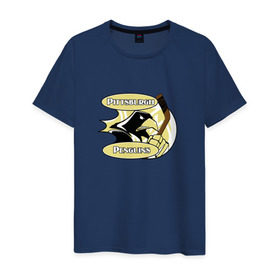 Мужская футболка хлопок с принтом Pittsburgh Penguins team в Тюмени, 100% хлопок | прямой крой, круглый вырез горловины, длина до линии бедер, слегка спущенное плечо. | спорт | хоккей