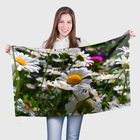 Флаг 3D с принтом Ромашки в Тюмени, 100% полиэстер | плотность ткани — 95 г/м2, размер — 67 х 109 см. Принт наносится с одной стороны | Тематика изображения на принте: желтая | лепесток | природа | ромашка | цветок | яркая