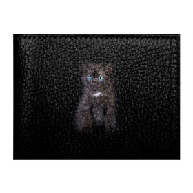 Обложка для студенческого билета с принтом Чёрный котёнок в Тюмени, натуральная кожа | Размер: 11*8 см; Печать на всей внешней стороне | киска | кот | кошка