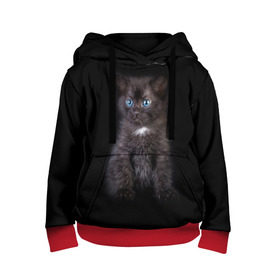 Детская толстовка 3D с принтом Чёрный котёнок в Тюмени, 100% полиэстер | двухслойный капюшон со шнурком для регулировки, мягкие манжеты на рукавах и по низу толстовки, спереди карман-кенгуру с мягким внутренним слоем | киска | кот | кошка