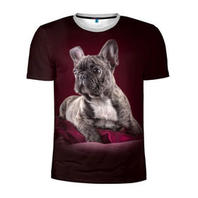 Мужская футболка 3D спортивная с принтом Бульдог в Тюмени, 100% полиэстер с улучшенными характеристиками | приталенный силуэт, круглая горловина, широкие плечи, сужается к линии бедра | бульдог | кутёнок | прикольные картинки | собака | щенок