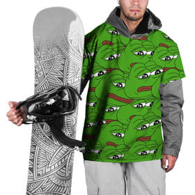 Накидка на куртку 3D с принтом Sad frogs в Тюмени, 100% полиэстер |  | frog | грустная | жаба | мем | мемы