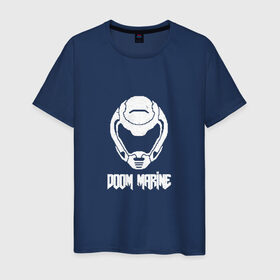 Мужская футболка хлопок с принтом Doom 4 Head Doom Marine в Тюмени, 100% хлопок | прямой крой, круглый вырез горловины, длина до линии бедер, слегка спущенное плечо. | Тематика изображения на принте: demon | doom | hell | дум