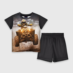 Детский костюм с шортами 3D с принтом Квадроцикл в Тюмени,  |  | гонки | гонщик | грязь | квадроцикл | колеса | мотоцикл