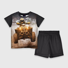 Детский костюм с шортами 3D с принтом Квадроцикл в Тюмени,  |  | гонки | гонщик | грязь | квадроцикл | колеса | мотоцикл