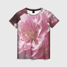 Женская футболка 3D с принтом Розовые цветы в Тюмени, 100% полиэфир ( синтетическое хлопкоподобное полотно) | прямой крой, круглый вырез горловины, длина до линии бедер | Тематика изображения на принте: девушкам | розы | цветочки | цветы