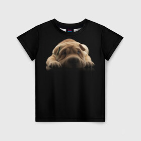 Детская футболка 3D с принтом Щенок Sharpey в Тюмени, 100% гипоаллергенный полиэфир | прямой крой, круглый вырез горловины, длина до линии бедер, чуть спущенное плечо, ткань немного тянется | Тематика изображения на принте: кутёнок | прикольные картинки | собака | шарпей | щенок