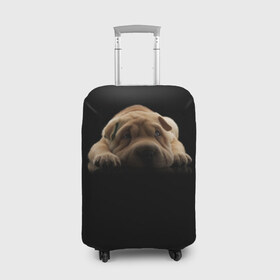 Чехол для чемодана 3D с принтом Щенок Sharpey в Тюмени, 86% полиэфир, 14% спандекс | двустороннее нанесение принта, прорези для ручек и колес | Тематика изображения на принте: кутёнок | прикольные картинки | собака | шарпей | щенок