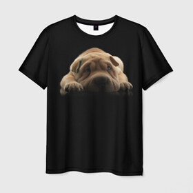 Мужская футболка 3D с принтом Щенок Sharpey в Тюмени, 100% полиэфир | прямой крой, круглый вырез горловины, длина до линии бедер | Тематика изображения на принте: кутёнок | прикольные картинки | собака | шарпей | щенок