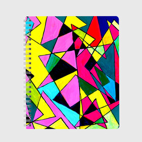 Тетрадь с принтом Треугольники в Тюмени, 100% бумага | 48 листов, плотность листов — 60 г/м2, плотность картонной обложки — 250 г/м2. Листы скреплены сбоку удобной пружинной спиралью. Уголки страниц и обложки скругленные. Цвет линий — светло-серый
 | картина | разноцветный | яркий