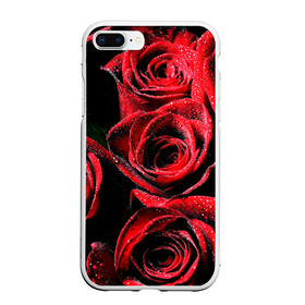 Чехол для iPhone 7Plus/8 Plus матовый с принтом Розы в Тюмени, Силикон | Область печати: задняя сторона чехла, без боковых панелей | алый | красный | роса | фото | цветы