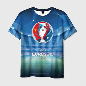 Мужская футболка 3D с принтом Euro 2016 в Тюмени, 100% полиэфир | прямой крой, круглый вырез горловины, длина до линии бедер | 