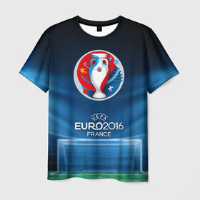 Мужская футболка 3D с принтом Euro 2016 в Тюмени, 100% полиэфир | прямой крой, круглый вырез горловины, длина до линии бедер | 