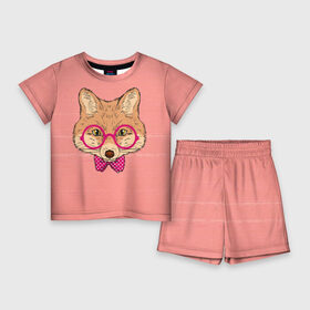 Детский костюм с шортами 3D с принтом Лиса в Тюмени,  |  | бантик | белый | горошек | жёлтый | коричневый | красный | лиса в очках | оранжевый | очки | розовый | цвет
