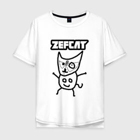 Мужская футболка хлопок Oversize с принтом Zef cat (Die Antwoord) в Тюмени, 100% хлопок | свободный крой, круглый ворот, “спинка” длиннее передней части | Тематика изображения на принте: cat | die antwoord | zef