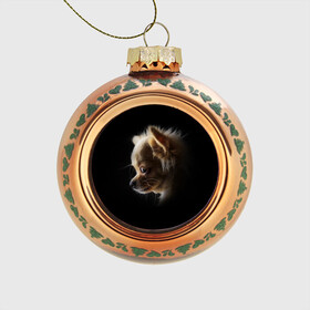 Стеклянный ёлочный шар с принтом Чихуахуа в Тюмени, Стекло | Диаметр: 80 мм | голова животного | прикольные картинки | собака | чихуахуа | щенок