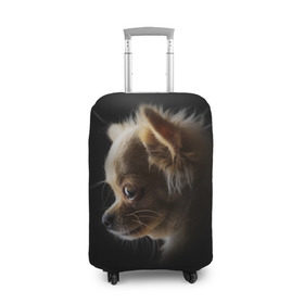 Чехол для чемодана 3D с принтом Чихуахуа в Тюмени, 86% полиэфир, 14% спандекс | двустороннее нанесение принта, прорези для ручек и колес | голова животного | прикольные картинки | собака | чихуахуа | щенок
