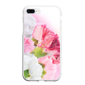 Чехол для iPhone 7Plus/8 Plus матовый с принтом Белые и розовые цветы в Тюмени, Силикон | Область печати: задняя сторона чехла, без боковых панелей | лепестки | прикольные картинки | цветочки | цветы