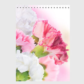 Скетчбук с принтом Белые и розовые цветы в Тюмени, 100% бумага
 | 48 листов, плотность листов — 100 г/м2, плотность картонной обложки — 250 г/м2. Листы скреплены сверху удобной пружинной спиралью | лепестки | прикольные картинки | цветочки | цветы