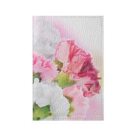 Обложка для паспорта матовая кожа с принтом Белые и розовые цветы в Тюмени, натуральная матовая кожа | размер 19,3 х 13,7 см; прозрачные пластиковые крепления | Тематика изображения на принте: лепестки | прикольные картинки | цветочки | цветы