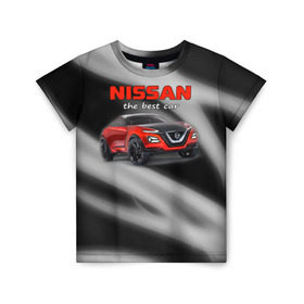 Детская футболка 3D с принтом Nissan - лучшая машина в Тюмени, 100% гипоаллергенный полиэфир | прямой крой, круглый вырез горловины, длина до линии бедер, чуть спущенное плечо, ткань немного тянется | nissan | авто | автомобиль | ниссан