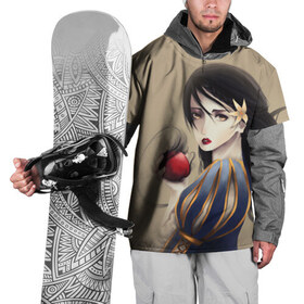 Накидка на куртку 3D с принтом Девушка в Тюмени, 100% полиэстер |  | Тематика изображения на принте: рисунок девушки | цветок | яблоко