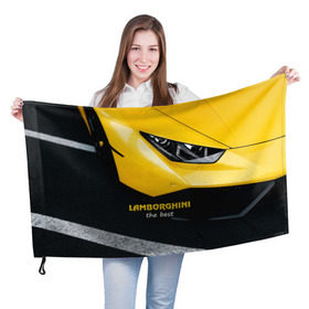 Флаг 3D с принтом Lamborghini the best в Тюмени, 100% полиэстер | плотность ткани — 95 г/м2, размер — 67 х 109 см. Принт наносится с одной стороны | авто | автомобиль | ламборгини