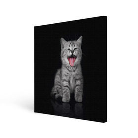 Холст квадратный с принтом Весёлый котик в Тюмени, 100% ПВХ |  | Тематика изображения на принте: кот | кошка | прикол
