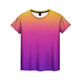 Женская футболка 3D с принтом Чёткий градиент в Тюмени, 100% полиэфир ( синтетическое хлопкоподобное полотно) | прямой крой, круглый вырез горловины, длина до линии бедер | Тематика изображения на принте: cs:go | градиент | диджей | желтый | музыка | розовый | синий | фиолетовый | чёткий