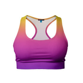 Женский спортивный топ 3D с принтом Чёткий градиент в Тюмени, 82% полиэстер, 18% спандекс Ткань безопасна для здоровья, позволяет коже дышать, не мнется и не растягивается |  | cs:go | градиент | диджей | желтый | музыка | розовый | синий | фиолетовый | чёткий