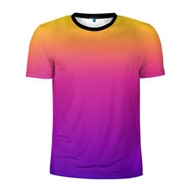 Мужская футболка 3D спортивная с принтом Чёткий градиент в Тюмени, 100% полиэстер с улучшенными характеристиками | приталенный силуэт, круглая горловина, широкие плечи, сужается к линии бедра | cs:go | градиент | диджей | желтый | музыка | розовый | синий | фиолетовый | чёткий