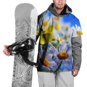 Накидка на куртку 3D с принтом Ромашки и бабочка в Тюмени, 100% полиэстер |  | Тематика изображения на принте: бабочки | лето | природа | ромашки | цветы