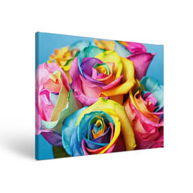 Холст прямоугольный с принтом Цветные розы в Тюмени, 100% ПВХ |  | девушкам | розы | цветные | цветы