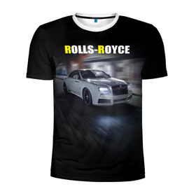 Мужская футболка 3D спортивная с принтом Rolls-Royce в Тюмени, 100% полиэстер с улучшенными характеристиками | приталенный силуэт, круглая горловина, широкие плечи, сужается к линии бедра | Тематика изображения на принте: rolls royce | авто | автомобиль | роллс ройс