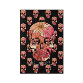 Обложка для паспорта матовая кожа с принтом Мексиканский череп в Тюмени, натуральная матовая кожа | размер 19,3 х 13,7 см; прозрачные пластиковые крепления | Тематика изображения на принте: день мертвых | мексика | паттерн | традиция | узоры | цветы