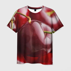 Мужская футболка 3D с принтом Черешня в Тюмени, 100% полиэфир | прямой крой, круглый вырез горловины, длина до линии бедер | Тематика изображения на принте: вишня | черешня