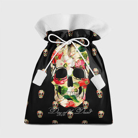 Подарочный 3D мешок с принтом Мексиканский череп в Тюмени, 100% полиэстер | Размер: 29*39 см | день мертвых | мексика | паттерн | темный | традция | узоры | цветочный | цветы