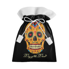 Подарочный 3D мешок с принтом Мексиканский череп в Тюмени, 100% полиэстер | Размер: 29*39 см | Тематика изображения на принте: день мертвых | мексика | традция | узоры | цветы