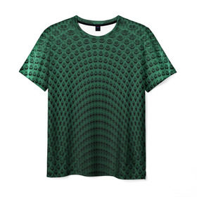 Мужская футболка 3D с принтом Парящие кружки в Тюмени, 100% полиэфир | прямой крой, круглый вырез горловины, длина до линии бедер | абстракция | зеленый | круги | объем | стиль | тень