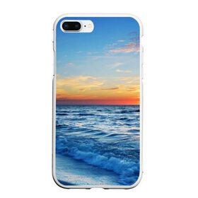 Чехол для iPhone 7Plus/8 Plus матовый с принтом Море на закате в Тюмени, Силикон | Область печати: задняя сторона чехла, без боковых панелей | волны | закат | море | небо | облака | пейзаж | пляж
