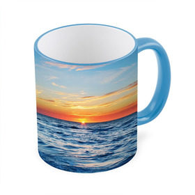 Кружка 3D с принтом Море на закате в Тюмени, керамика | ёмкость 330 мл | Тематика изображения на принте: волны | закат | море | небо | облака | пейзаж | пляж